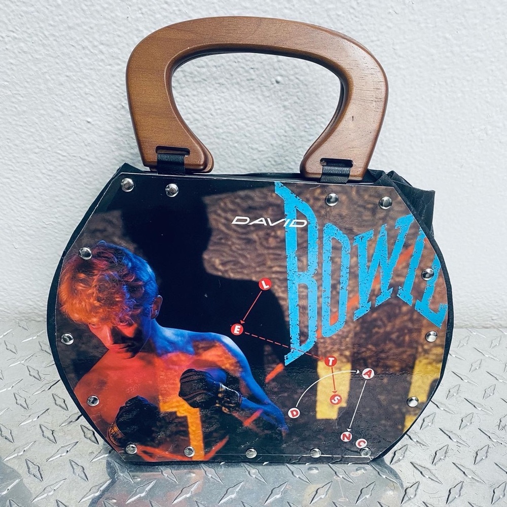 David Bowie purse made from vintage vinyl record.
